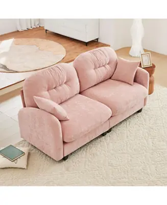 Streamdale Loveseat Cloud Sectional Couch, Chenille Fabric, Tufted Cushions, Pink Editor’s Pick