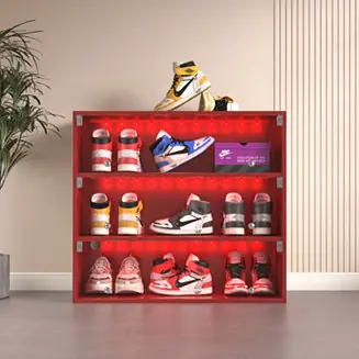 Streamdale red LED light shoe box three layers with glass doors Limited Edition