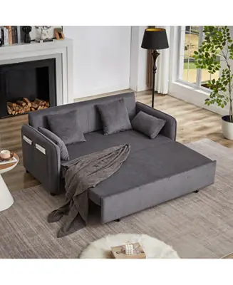 Buy Today 66" Sleeper Sofa Bed - Pullout, Pillows, Pockets - Grey