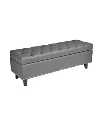 Free Returns PU Leather Storage Ottoman Bench with Button Tufted Seat