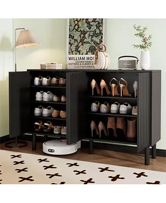 Modern Fluted Door Storage Cabinet with Adjustable Shelves Final Sale