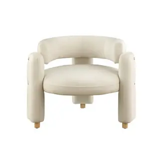 Professional Grade Barrel Accent Chair Curved Arms, Waterfall Seat