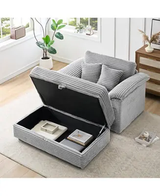 Corduroy Armchair Set w/ USB & Storage Fan Favorite
