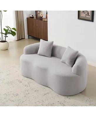 Original Curved Loveseat Sofa, Small Space Couch with 2 Pillows