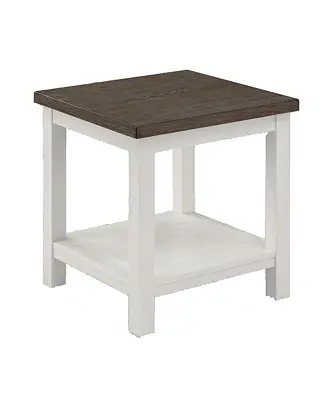 Flash Sale Square End Table with Open Bottom Shelf and Brown Top Stylish and Practical Storage for Living Room or Bedroom