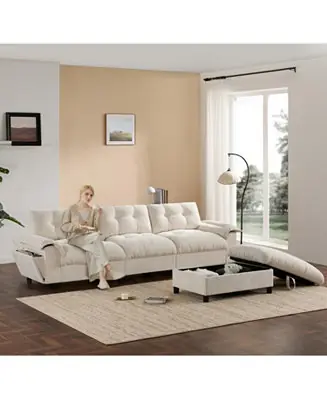 While Supplies Last L-Shape Sectional Sofa w/ Ottoman, Charging, Cup Holder, Storage