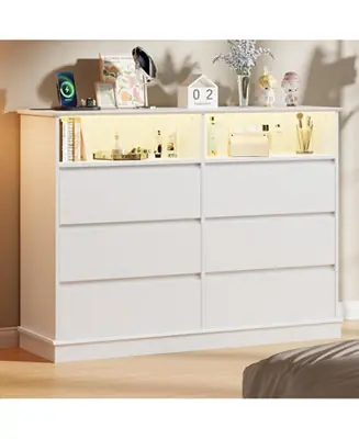 Special Offer 6-Drawer Modern Wide Wood Dresser, Large Chest of Drawers with Wide Top for Bedroom, Closet, Living Room, Hallway