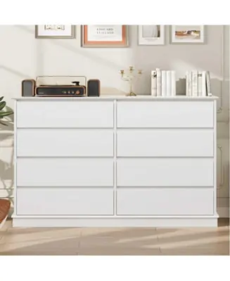 In Demand 8-Drawer White Dresser, Wide Wooden Chest of Drawers, Wide Top Organizer for Closet, Hallway, Living Room