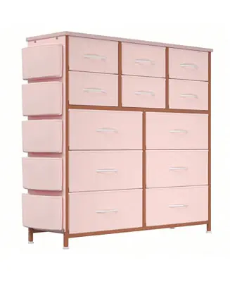 12-drawer, fabric & wood, storage organizer unit with sturdy metal frame and wood tabletop – ideal for hallway or entryway. Free Delivery